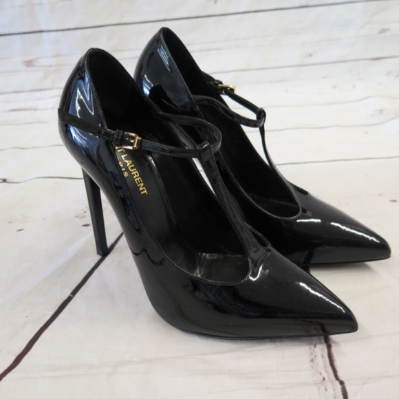 Saint Laurent Shoes - Saint Laurent Pump Black Patent Leather T-Strap